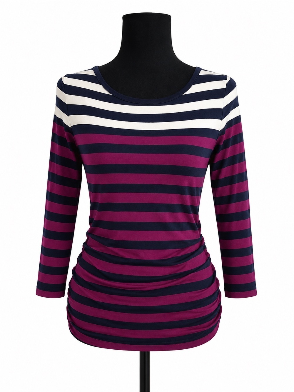THE LIMITED BLUE WHITE AND PURPLE STRIPED LONG SLEEVE TOP